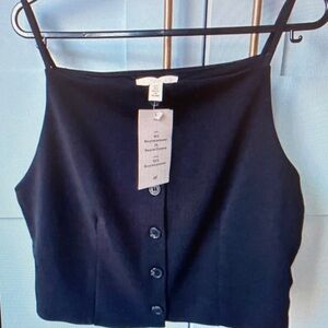 Zara Black Button-Up Crop Top